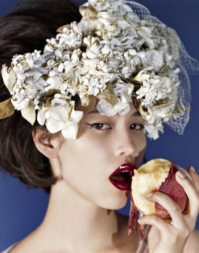 image of Kiko Mizuhara peach in the NYC Barneys Campaign
