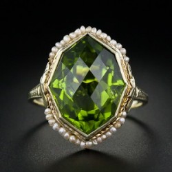 image of Gold Art Deco Peridot Ring