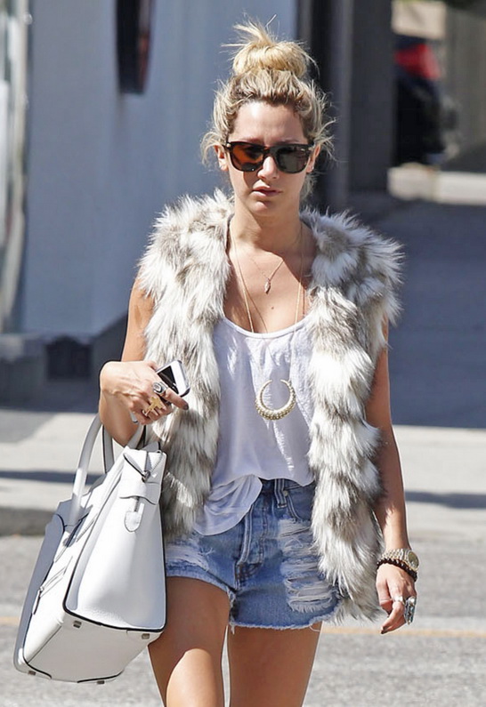 Ashley Tisdale wearing MINKPINK Slasher Flick Shorts in Denim
