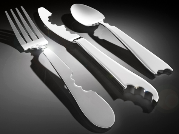 Bite knife, fork, spoon by Mark Reigelman