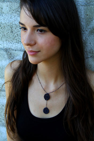 image of Leyna Lightman SoEx Lace Necklace in Dark Grey