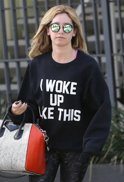 Ashley Tisdale wearing Private Party I Woke Up Like This Sweatshirt